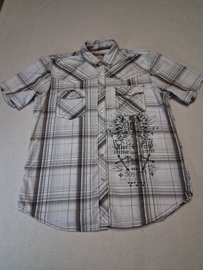 4/20$ Machine 1971 Grunge Western Men's Plaid Short-Sleeve Button-Down Shirt